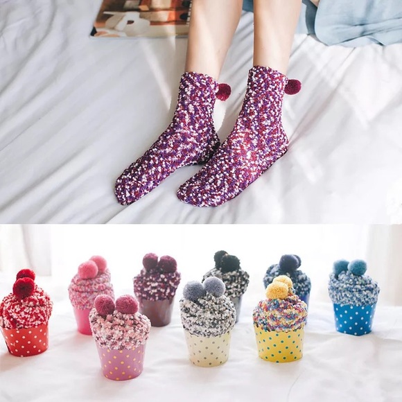 Cupcake socks raspberry yellow color women winter socks pink box set - Picture 7 of 9